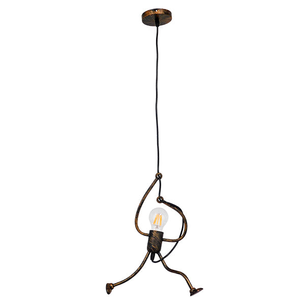 GLOBOSTAR® LITTLE MAN 01653 Μοντέρνο Κρεμαστό Φωτιστικό Οροφής με Ντουί 1 x E27 AC 220-240V IP20 - Χάλκινο - Μ20 x Π20 x Υ40cm