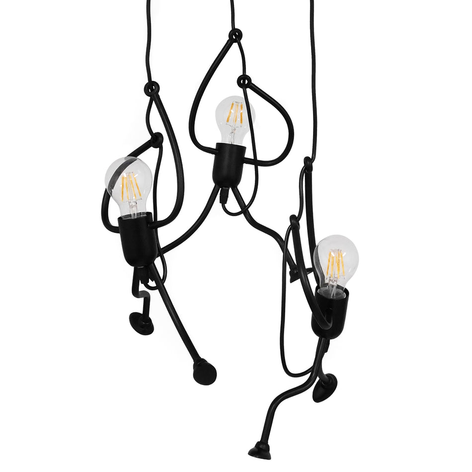 GLOBOSTAR® FIGURE 10001655 Παιδικό Κρεμαστό Φωτιστικό Οροφής με Ντουί 3 x E27 AC 220-240V IP20 - Μαύρο - Μ45 x Π45 x Υ40cm