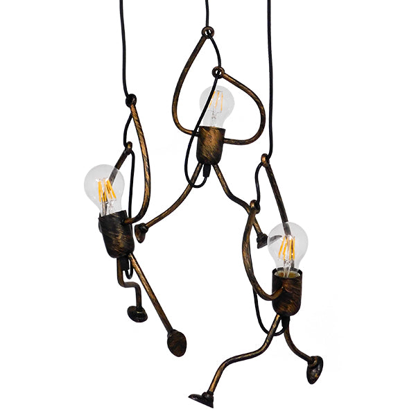 GLOBOSTAR® LITTLE MAN 01656 Μοντέρνο Κρεμαστό Φωτιστικό Οροφής με Ντουί 3 x E27 AC 220-240V IP20 - Χάλκινο - Μ45 x Π45 x Υ40cm