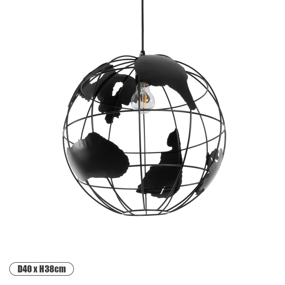 EARTH 01663 Vintage Κρεμαστό Φωτιστικό Οροφής με Ντουί 1 x E27  IP20 - Μαύρο - Μ40 x Π40 x Υ38cm