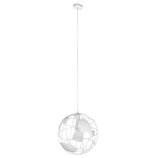 EARTH 01664 Vintage Κρεμαστό Φωτιστικό Οροφής με Ντουί 1 x E27  IP20 - Λευκό - Μ40 x Π40 x Y40cm
