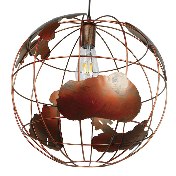 EARTH 01665 Vintage Κρεμαστό Φωτιστικό Οροφής με Ντουί 1 x E27  IP20 - Χάλκινο - Μ40 x Π40 x Y40cm