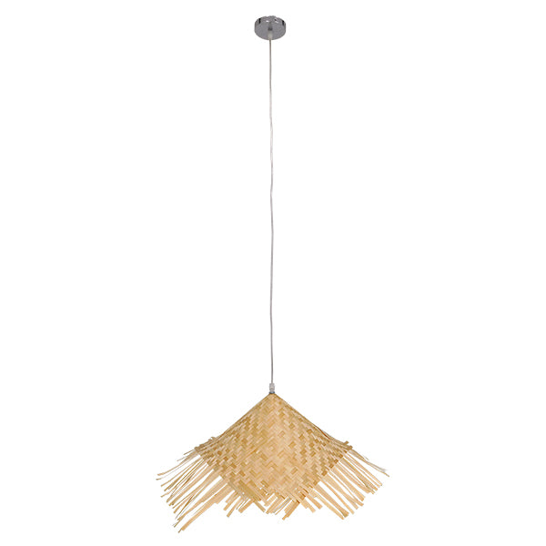 GLOBOSTAR® RICEHAT 01666 Boho Κρεμαστό Φωτιστικό Οροφής με Ντουί 1 x E27 AC 220-240V IP20 - Μπεζ - Μ70 x Π70 x Y25cm