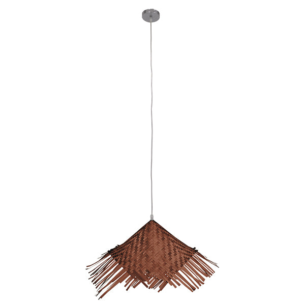 GLOBOSTAR® RICEHAT 01667 Boho Κρεμαστό Φωτιστικό Οροφής με Ντουί 1 x E27 AC 220-240V IP20 - Καφέ - Μ70 x Π70 x Y25cm