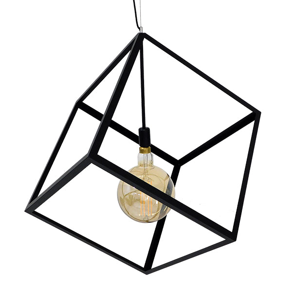 GLOBOSTAR® CUBE 01672 Μοντέρνο Κρεμαστό Φωτιστικό Οροφής με Ντουί 1 x E27 AC 220-240V IP20 - Μαύρο - Μ70 x Π70 x Υ87cm