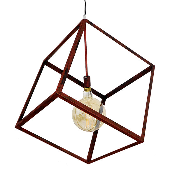 GLOBOSTAR® CUBE 01673 Μοντέρνο Κρεμαστό Φωτιστικό Οροφής με Ντουί 1 x E27 AC 220-240V IP20 - Χάλκινο - Μ70 x Π70 x Υ87cm