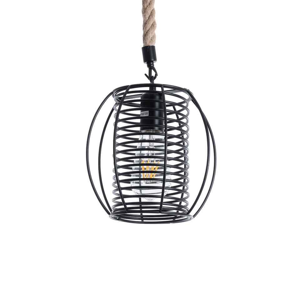 GLOBOSTAR® ORVAL 01689 Μοντέρνο Κρεμαστό Φωτιστικό Οροφής με Ντουί 1 x E27 AC 220-240V IP20 - Μαύρο & Μπεζ - Μ20 x Π20 x Υ20cm