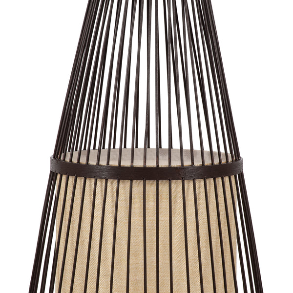 AZORES 01756 Moderne Stehlampe, Einzellicht, 1 x E27, braunes Bambusgeflecht, D40 x H150 cm