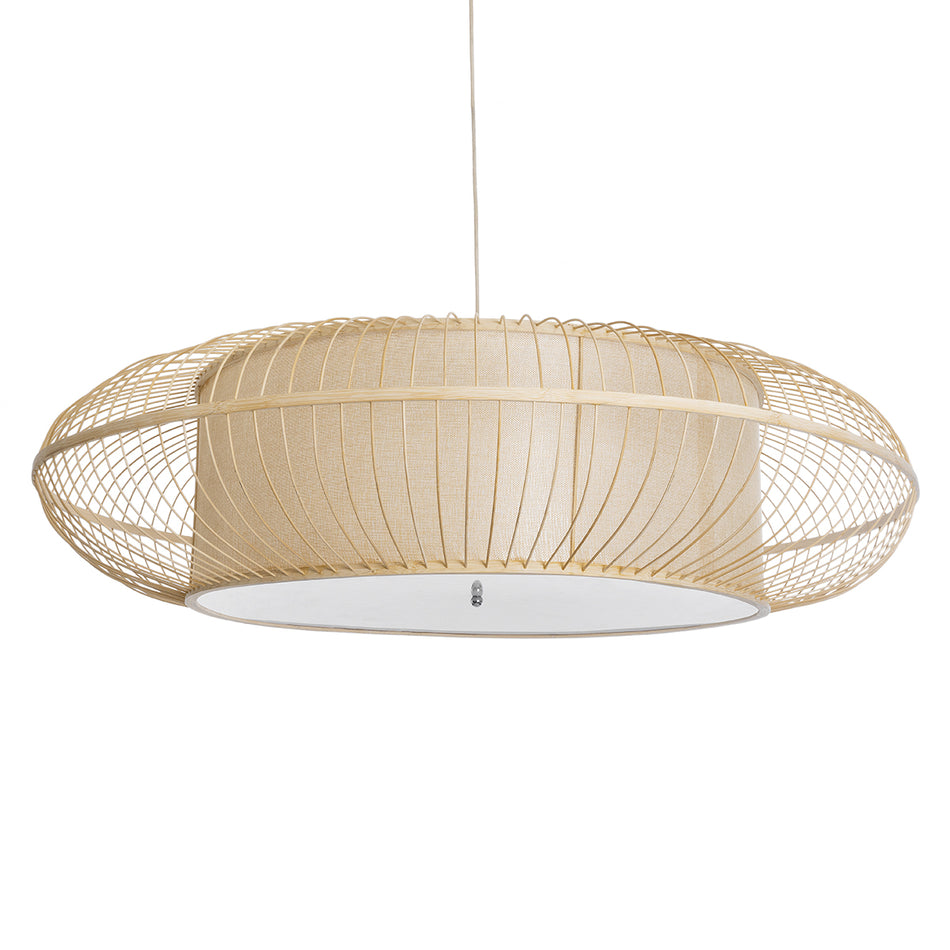 GLOBOSTAR® HIBISCUS 01782 Boho Κρεμαστό Φωτιστικό Οροφής με Ντουί 3 x E27 AC 220-240V IP20 - Μπεζ - Μ120 x Π120 x Y31cm