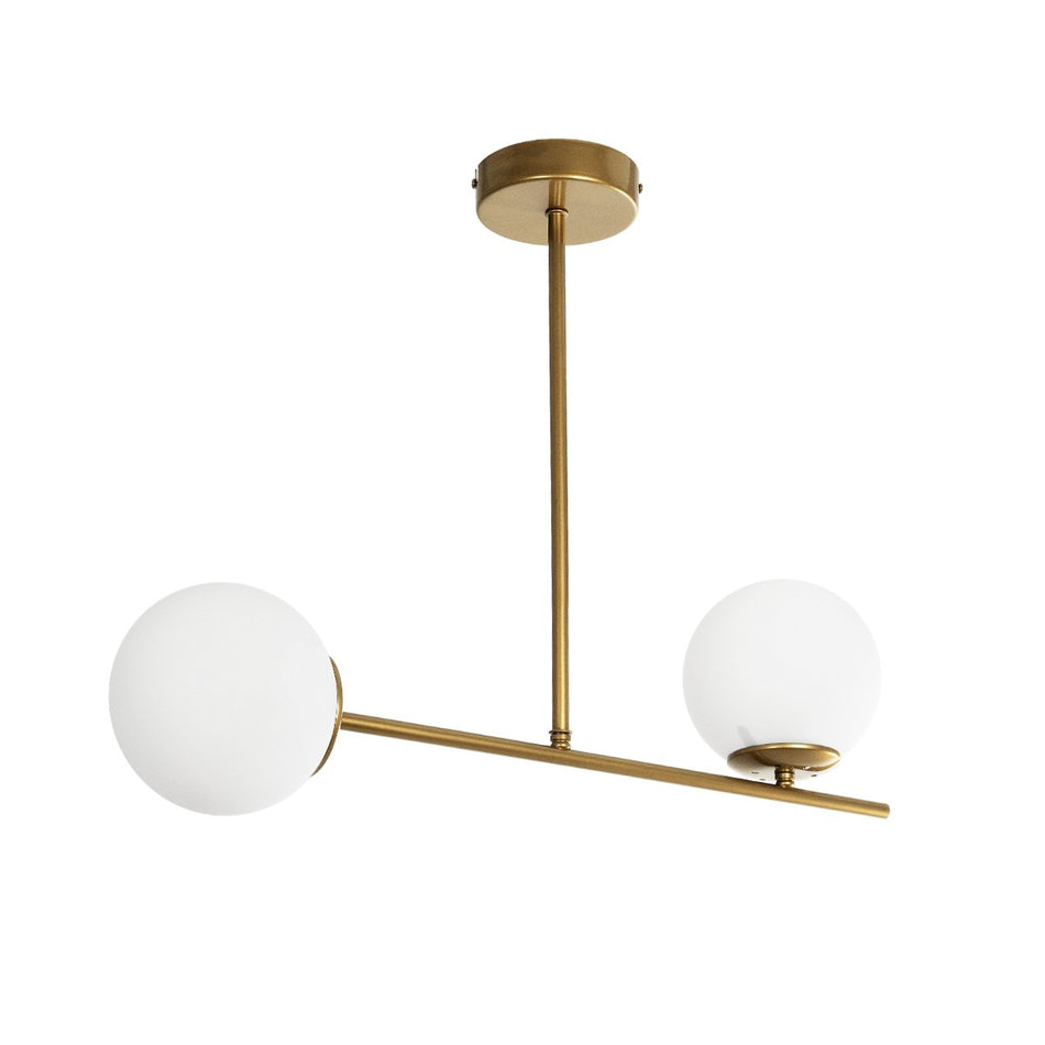 GLOBOSTAR® GLOBUS 201-0119 Μοντέρνο Φωτιστικό Οροφής με Ντουί 2 x E27 AC 220-240V IP20 - Λευκό & Χρυσό - Μ65 x Π15 x Υ23cm