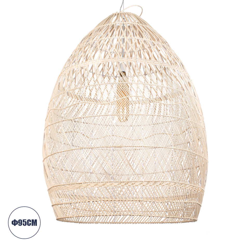 GLOBOSTAR® MALIBU 01812 Boho Κρεμαστό Φωτιστικό Οροφής με Ντουί 1 x E27 AC 220-240V IP20 - Μπεζ - Μ95 x Π95 x Υ125cm