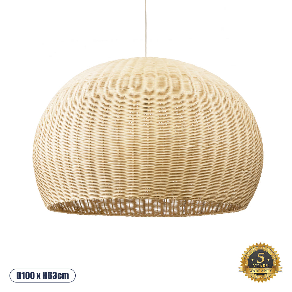 GLOBOSTAR® RAITO 01826 Boho Κρεμαστό Φωτιστικό Οροφής με Ντουί 1 x E27 AC 220-240V IP20 - Μπεζ - Μ100 x Π100 x Υ63cm