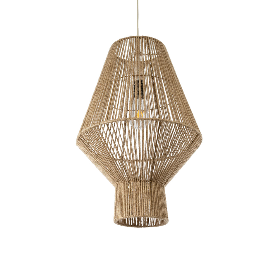 GLOBOSTAR® CAYMAN 01853 Boho Κρεμαστό Φωτιστικό Οροφής με Ντουί 1 x E27 AC 220-240V IP20 - Μπεζ - Μ40 x Π40 x Υ60cm