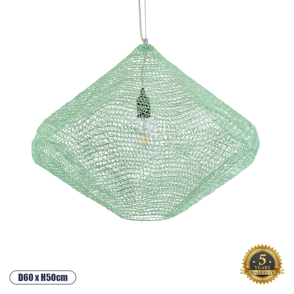 GLOBOSTAR® KENTUCKY 01866 Vintage Κρεμαστό Φωτιστικό Οροφής με Ντουί 1 x E27 AC 220-240V IP20 - Τιρκουάζ - Μ60 x Π60 x Υ50cm