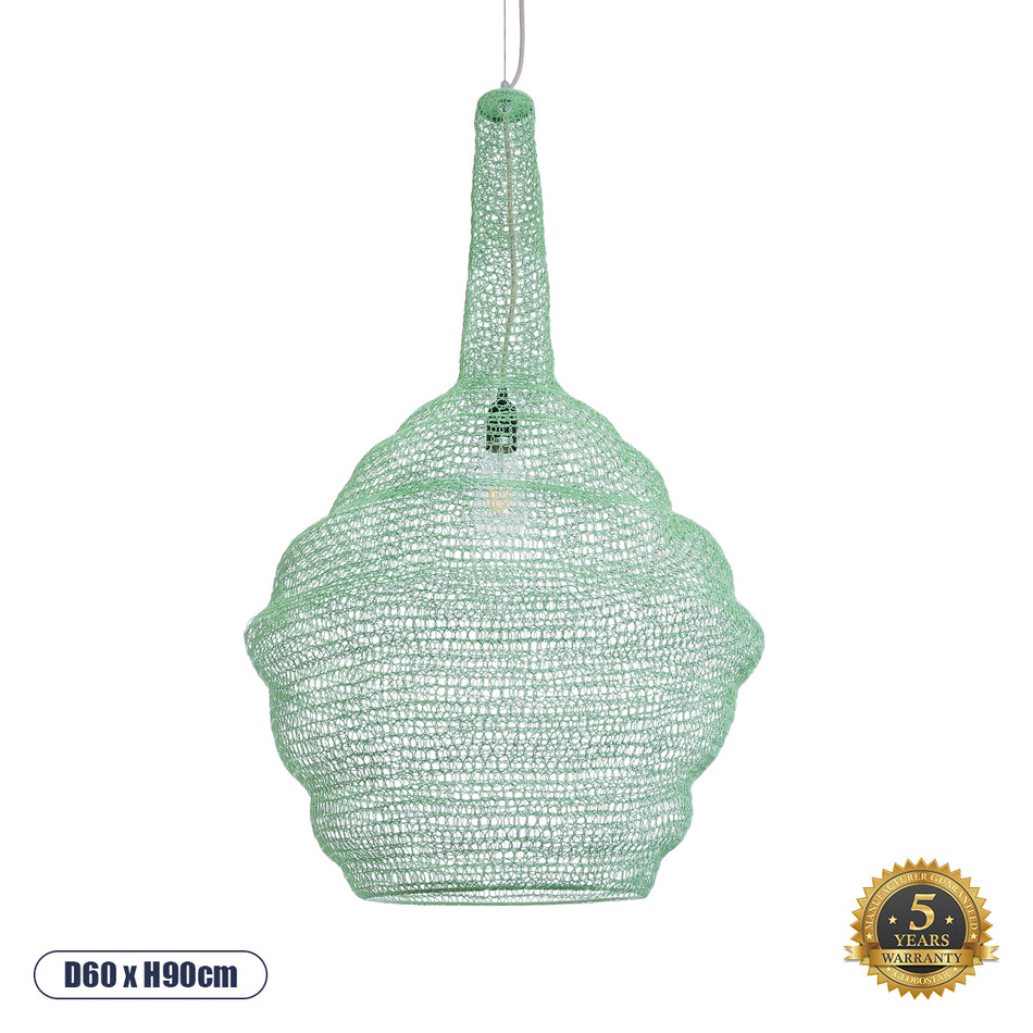 GLOBOSTAR® KENTUCKY 01885 Vintage Κρεμαστό Φωτιστικό Οροφής με Ντουί 1 x E27 AC 220-240V IP20 - Τιρκουάζ - Μ60 x Π60 x Υ90cm