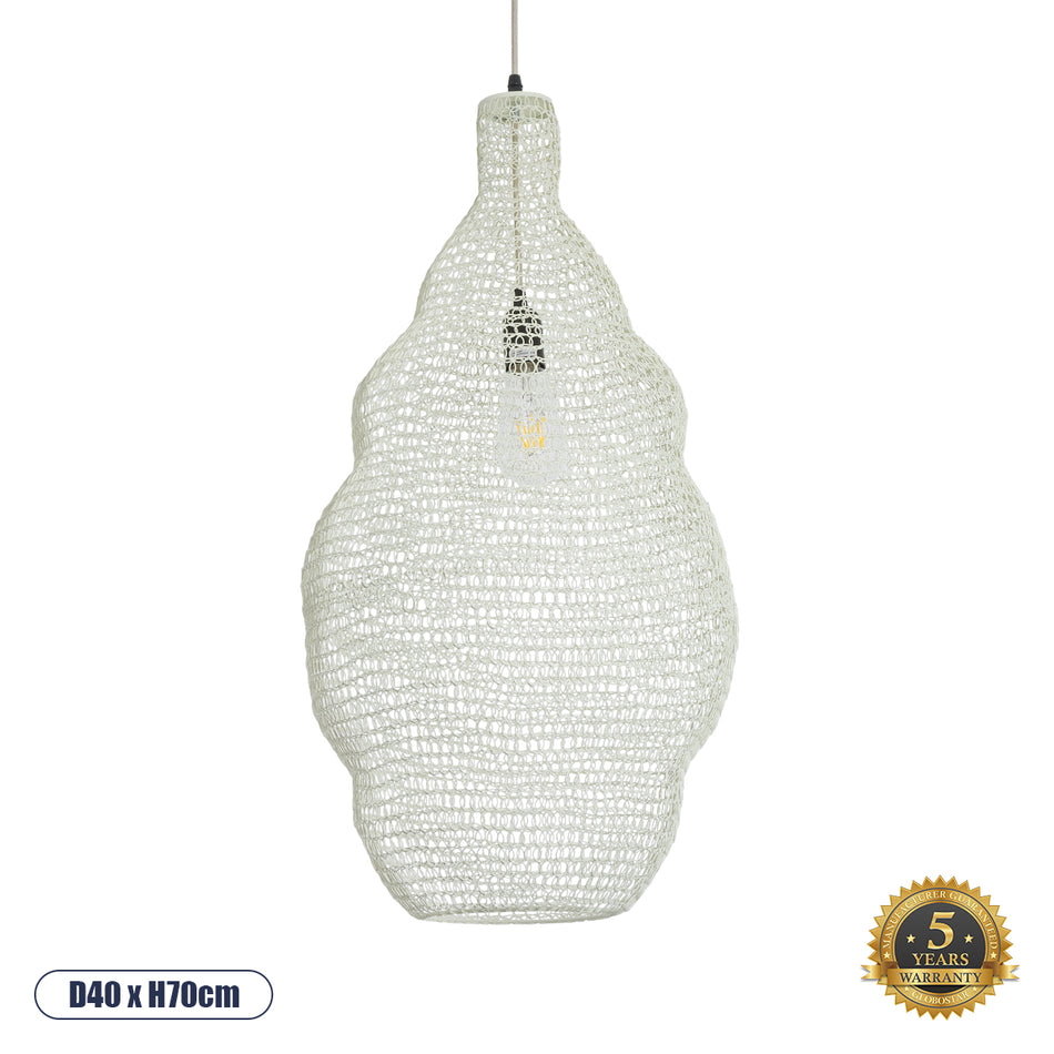 GLOBOSTAR® KENTUCKY 01895 Vintage Κρεμαστό Φωτιστικό Οροφής με Ντουί 1 x E27 AC 220-240V IP20 - Λευκό - Μ40 x Π40 x Υ70cm