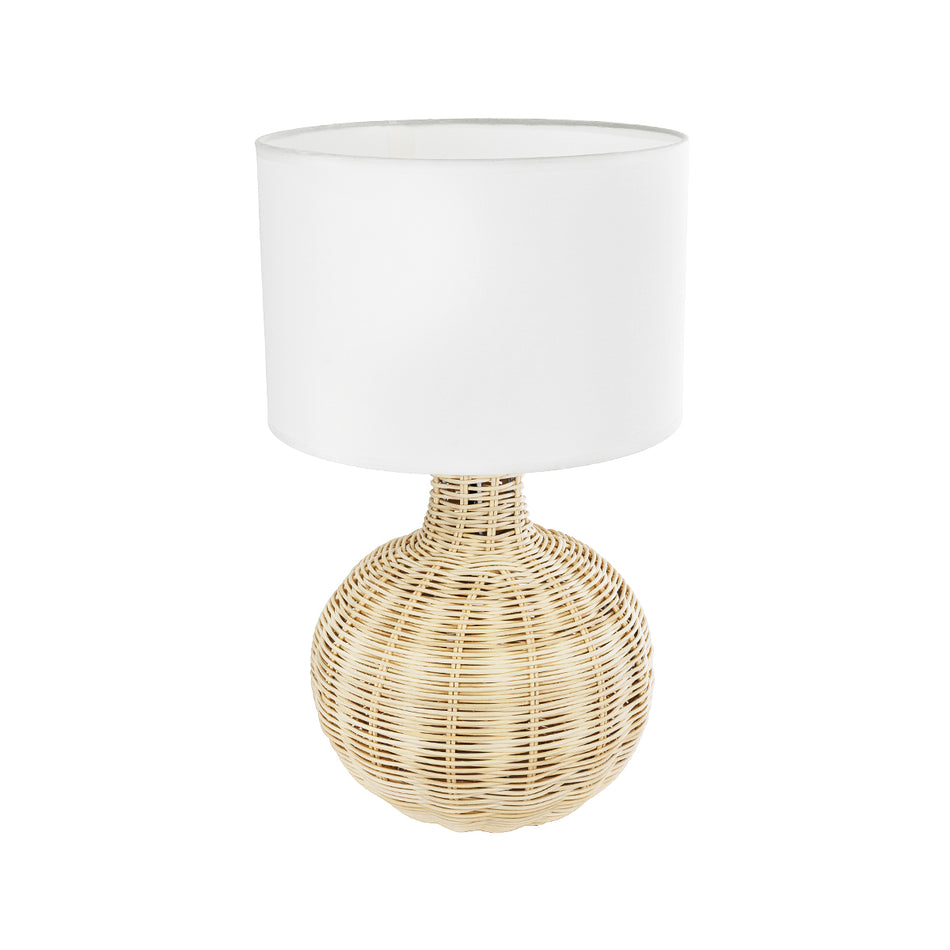 GLOBOSTAR® HASUMI 01959 Boho Επιτραπέζιο Φωτιστικό Πορτατίφ με Ντουί 1 x E27 AC 220-240V IP20 - Μπεζ & Λευκό - Μ30 x Π30 x Υ50cm