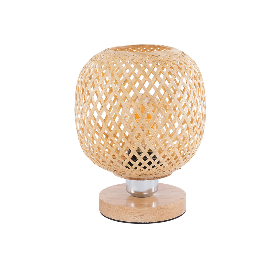 GLOBOSTAR® KERRY 01981 Boho Επιτραπέζιο Φωτιστικό Πορτατίφ με Ντουί 1 x E27 AC 220-240V IP20 - Μπεζ - Μ18 x Π18 x Υ25cm