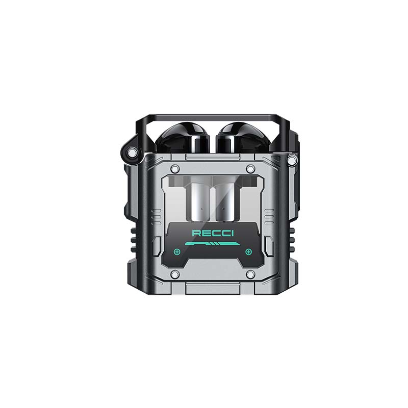 Écouteurs Bluetooth mains libres Recci REP-W36 Wandering Planet avec étui de chargement Gris