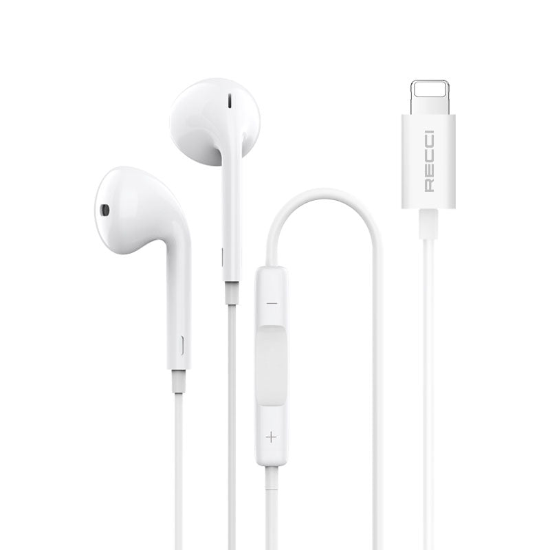 Écouteurs mains libres Recci Rep-l28 avec connecteur Lightning blanc