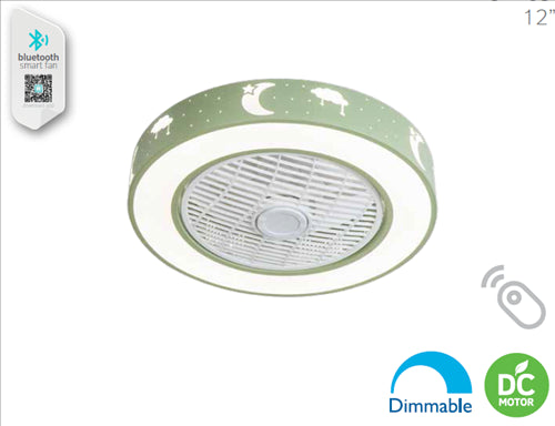 Ανεμιστήρας οροφής Menta 50cm με φως LED 63W και τηλεχειριστήριο σε πράσινο μέντας με σχέδια