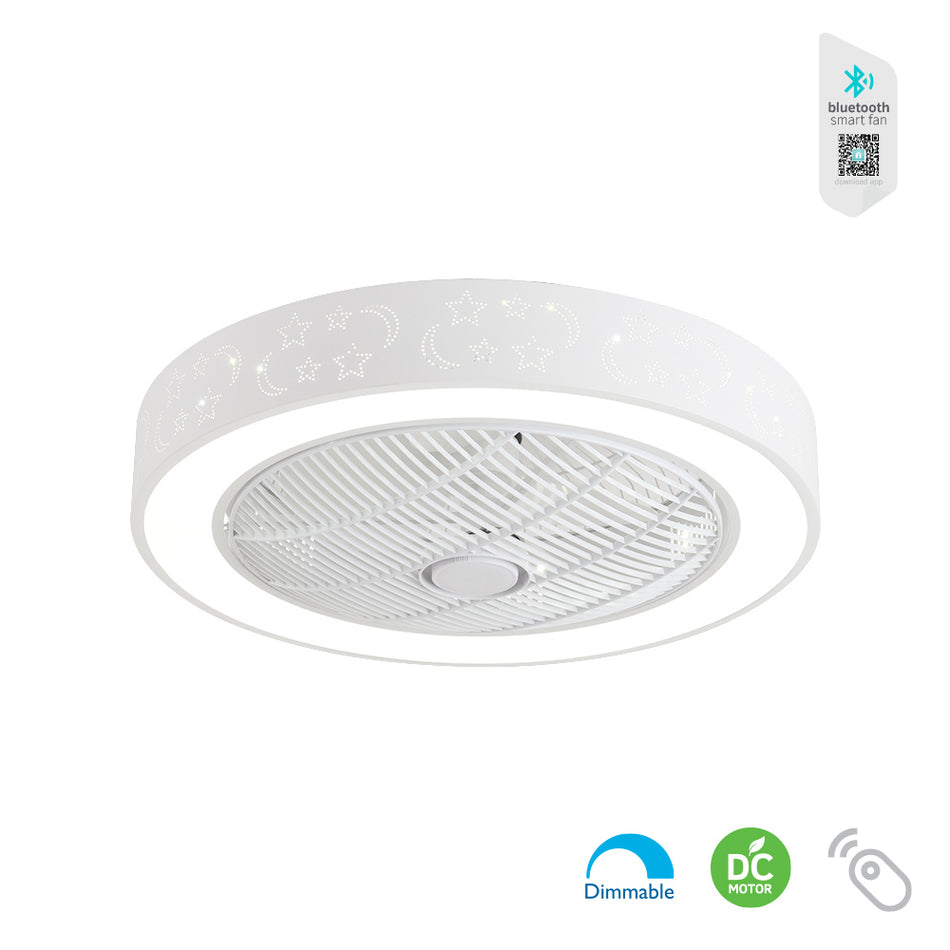 Ανεμιστήρας οροφής Aurora 50cm με φως LED 63W και τηλεχειριστήριο λευκός με σχέδια