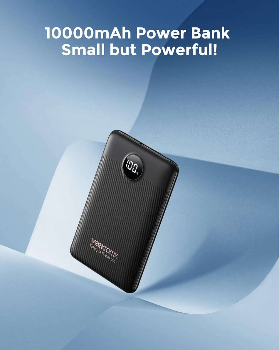 Veektomx VT103 - Power Bank 22.5W  10000mAh 38.5Wh USB C Portable Charger with PD QC 3.0 Fast Charging - Black