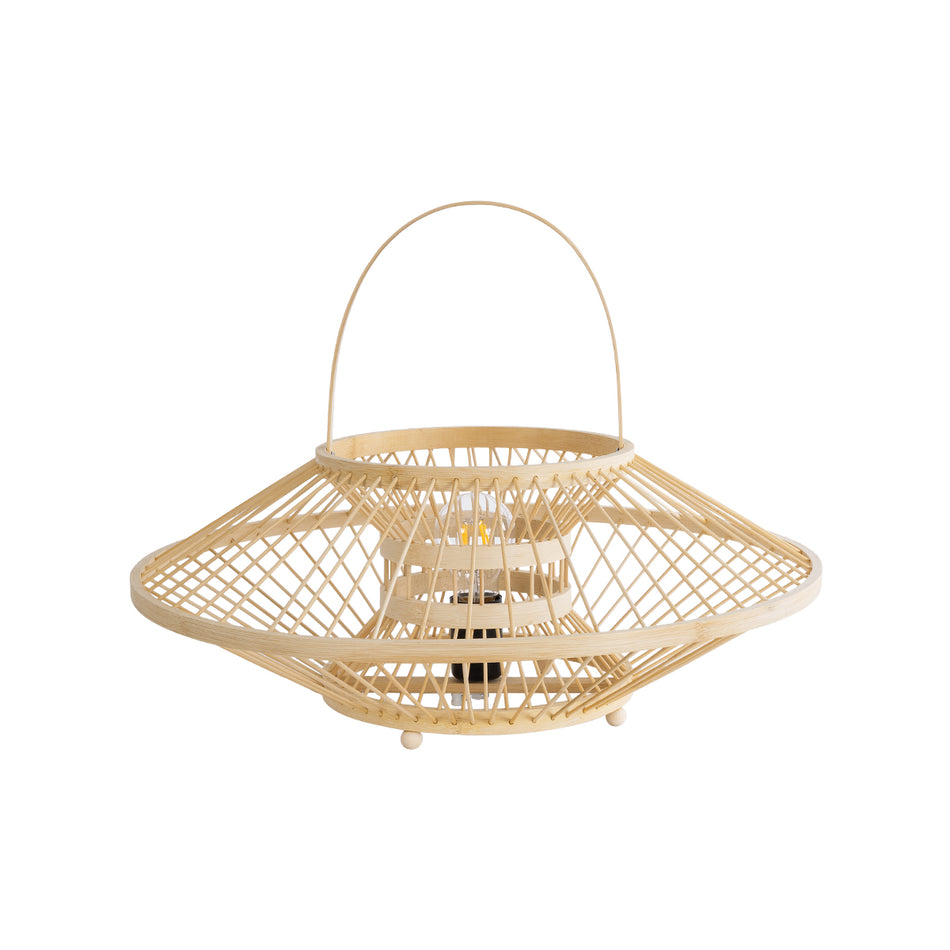 GLOBOSTAR® SORENIA 02005 Boho Επιδαπέδιο Φωτιστικό Πορτατίφ με Ντουί 1 x E27 AC 220-240V IP20 - Μπεζ - Μ50 x Π50 x Υ18cm