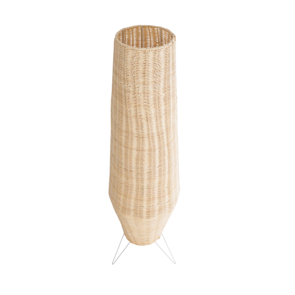 BOLSON 02013 Boho-Stehlampe, Einzellicht, 1 x E27, AC220–240 V, IP20 – Φ30 x H120 cm – Beigefarbenes Bambusgeflecht aus Holz