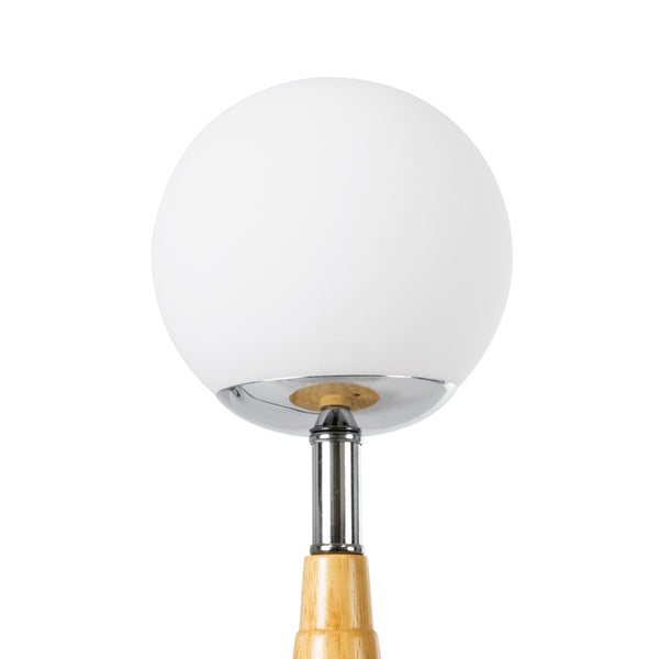 Cove 02036 Lampa de masă modernă 1 X E27 AC220-240V IP20 - φ12 x Y25cm - Binge de lactat din lemn și sticlă bej - Bilă de 5 ani de garanție