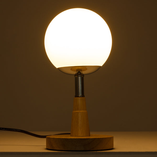 Cove 02036 Lampa de masă modernă 1 X E27 AC220-240V IP20 - φ12 x Y25cm - Binge de lactat din lemn și sticlă bej - Bilă de 5 ani de garanție