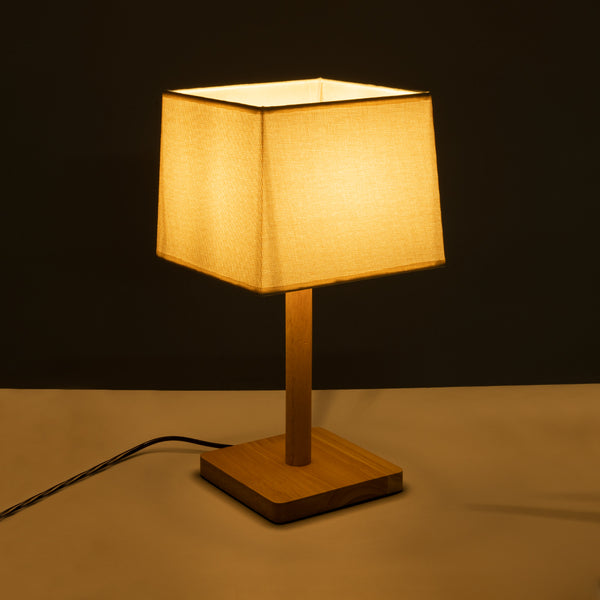 Kolipe 02038 Lampa de masă modernă 1 X E27 AC220-240V IP20 - M20 X π20 X Y38CM - Baza de lemn bej cu pălărie tricotată de 5 ani