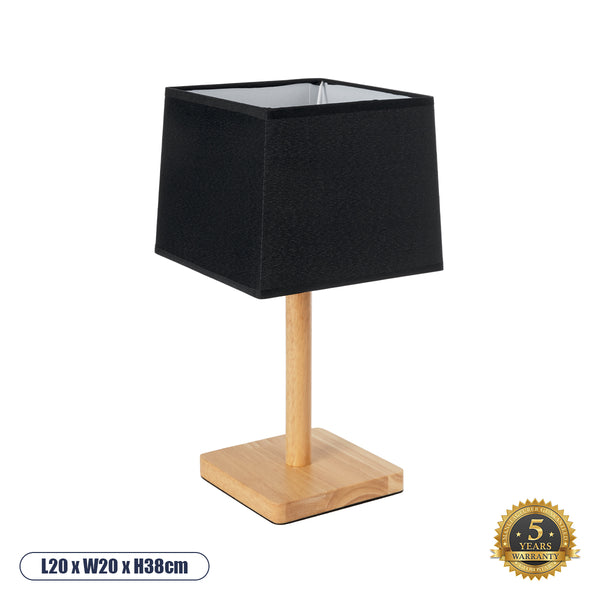 KOLIPE 02039 Lampa de masă modernă 1 x E27 AC220-240V IP20 - M20 X π20 X Y38CM - BASE din lemn bej cu pălărie tricotată neagră - garanție de 5 ani