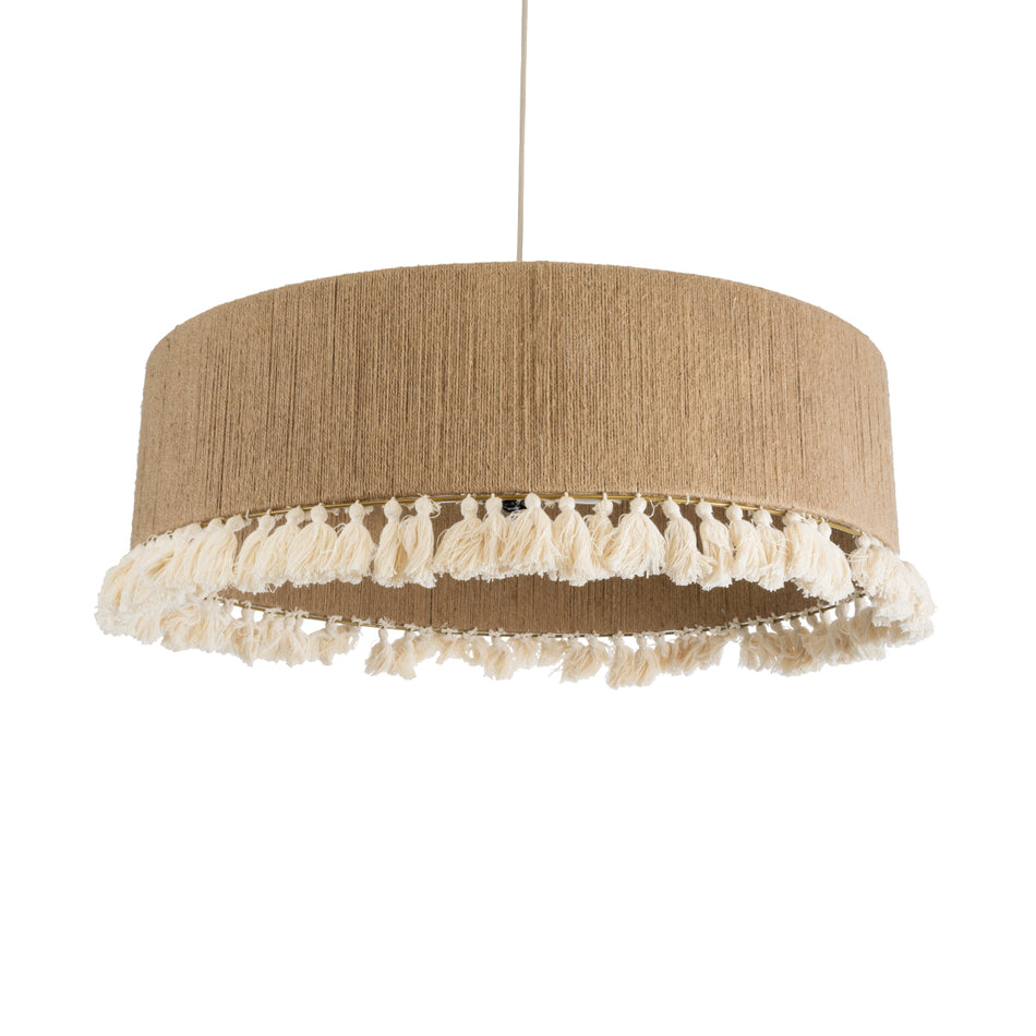 GLOBOSTAR® PUERTORICO 02095 Boho Κρεμαστό Φωτιστικό Οροφής με Ντουί 3 x E27 AC 220-240V IP20 - Μπεζ - Μ80 x Π80 x Υ27cm