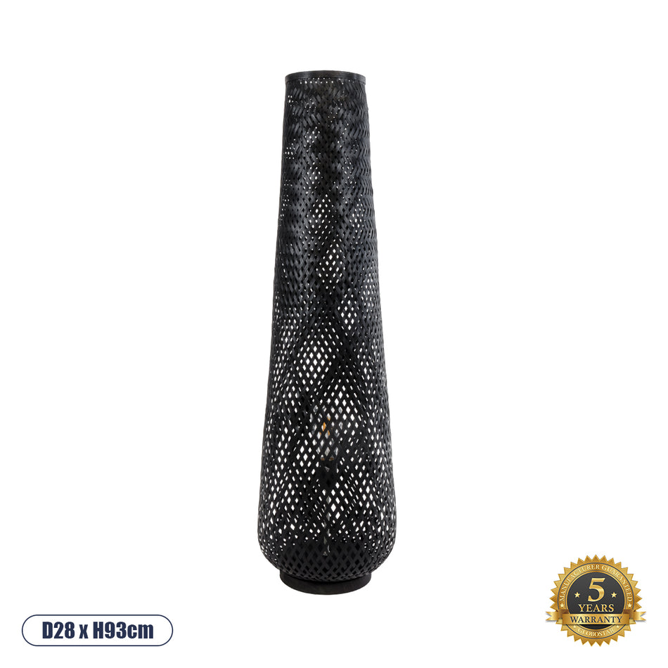 GLOBOSTAR® MAMIZU 02110 Boho Επιδαπέδιο Φωτιστικό με Ντουί 1 x E27 AC 220-240V IP20 - Μαύρο - Μ28 x Π28 x Υ93cm