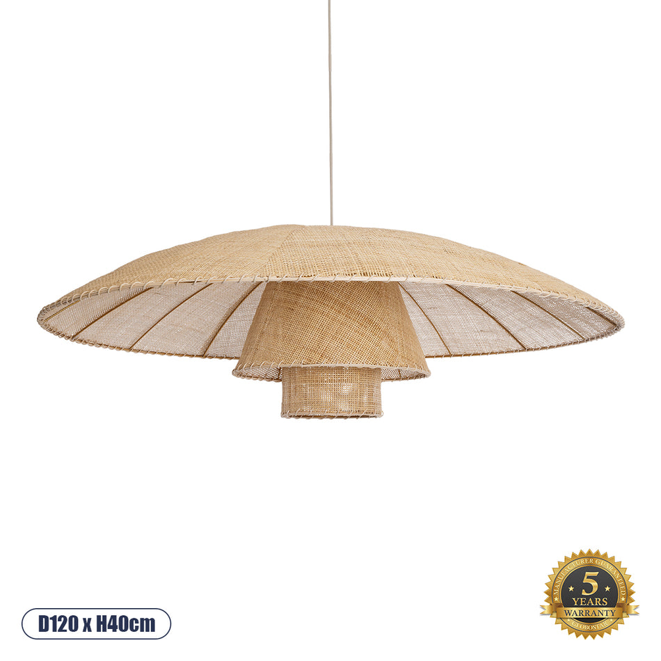 GLOBOSTAR® ZORA 02140 Boho Κρεμαστό Φωτιστικό Οροφής με Ντουί 1 x E27 AC 220-240V IP20 - Μπεζ - Μ120 x Π120 x Υ40cm
