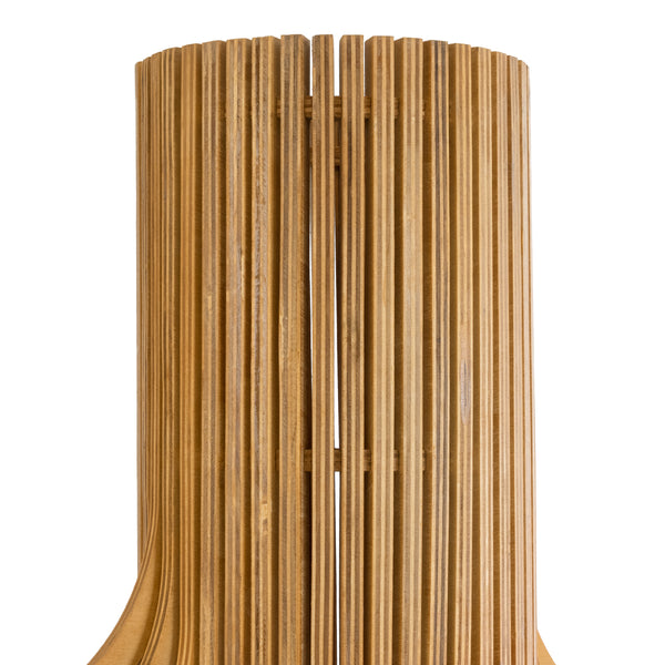 MIHIRO 02150 Boho-Stehlampe, Einzelleuchte, 1 x E27, AC220–240 V, IP20 – L48 x B48 x H120 cm – braunes Holz mit schwarzem Metallgeflechtsockel