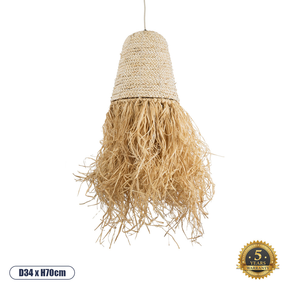 GLOBOSTAR® LETA 02189 Boho Κρεμαστό Φωτιστικό Οροφής με Ντουί 1 x E27 AC 220-240V IP20 - Μπεζ - Μ34 x Π34 x Υ70cm