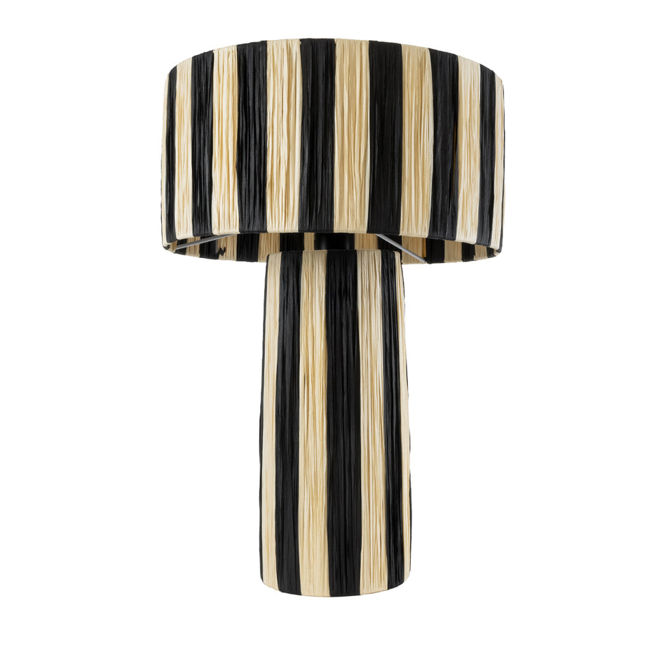 GLOBOSTAR® NASSAU 02234 Boho Επιτραπέζιο Φωτιστικό Πορτατίφ με Ντουί 1 x E27 AC 220-240V IP20 - Μπεζ & Μαύρο - Μ37 x Π37 x Υ55cm