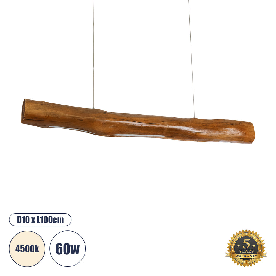 GLOBOSTAR® KATRINA 02320 Μοντέρνο Κρεμαστό Φωτιστικό Οροφής LED 24W 1920lm 120° AC 220-240V IP20 Φυσικό Λευκό 4500K - Lumileds SMD Chip - Καφέ - Μ10 x Π10 x Υ100cm - 2 Χρόνια Εγγύηση