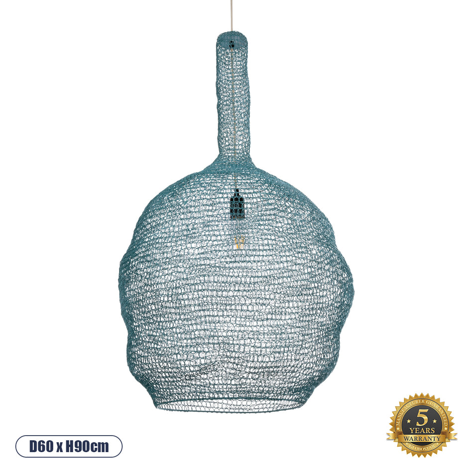 KENTUCKY 02355 Vintage Κρεμαστό Φωτιστικό Οροφής με Ντουί 1 x E27  IP20 - Τιρκουάζ - Μ60 x Π60 x Υ90cm