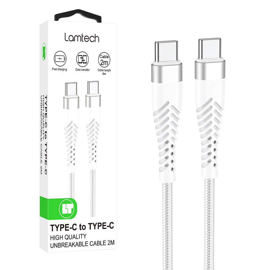 Lamtech Hq Unbreakable Cable Type C To Type C White 2 M