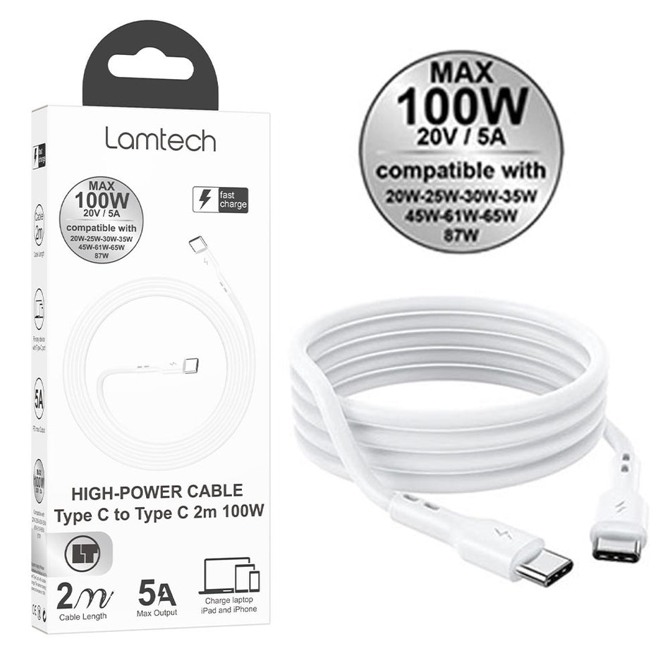 Lamtech Cable Type C To Type C 100 W Fast Charge 2 M