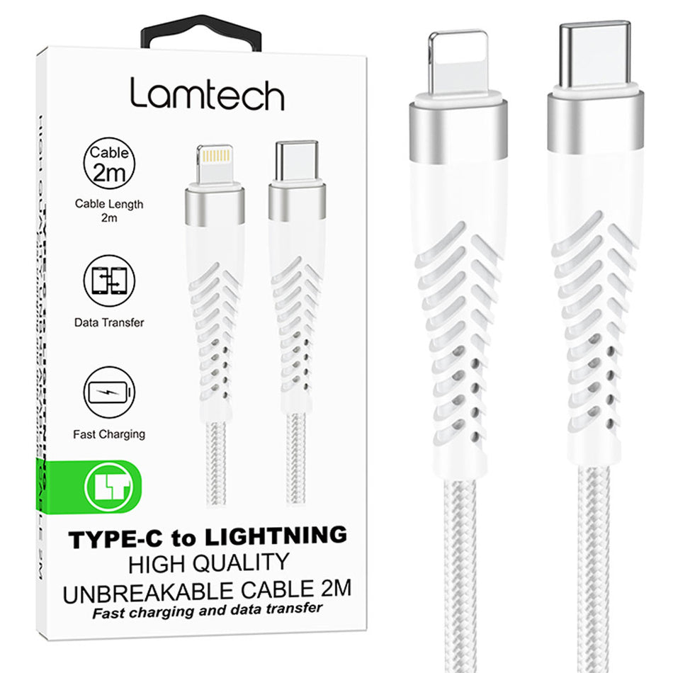 Lamtech Hq Unbreakable Cable Type C To Lightning White 2 M