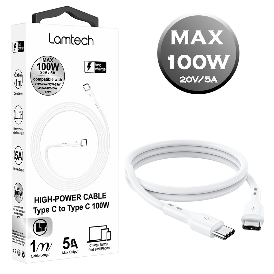 Lamtech Cable Type C To Type C 100 W Fast Charge 1 M