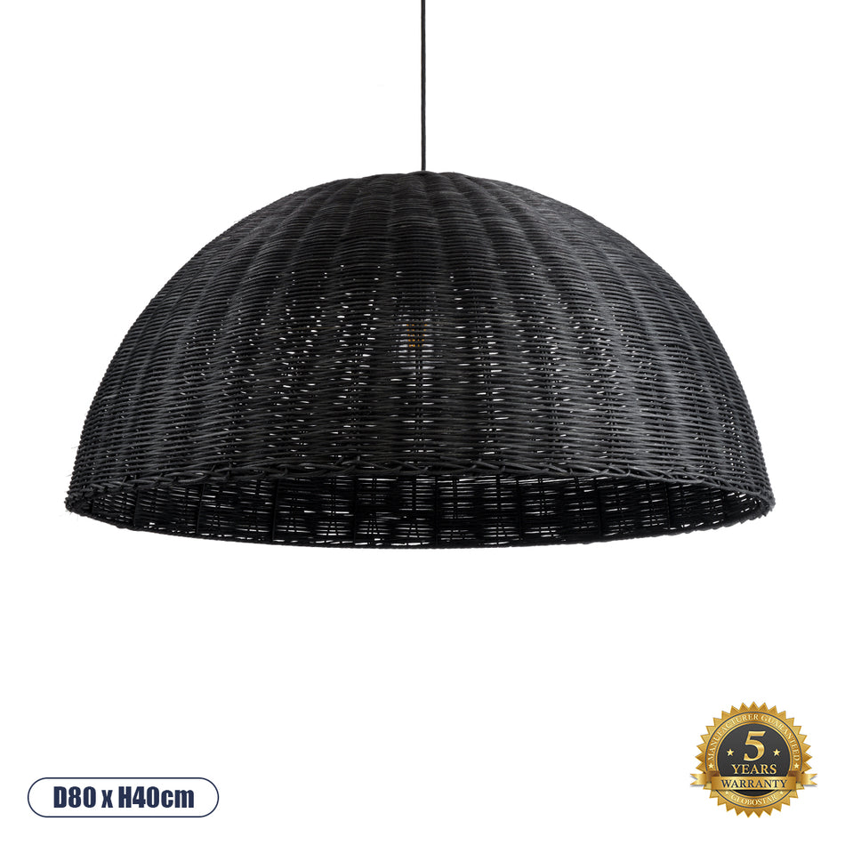 GLOBOSTAR® MONTANA 02384 Boho Κρεμαστό Φωτιστικό Οροφής με Ντουί 1 x E27 AC 220-240V IP20 - Μαύρο - Μ80 x Π80 x Υ40cm