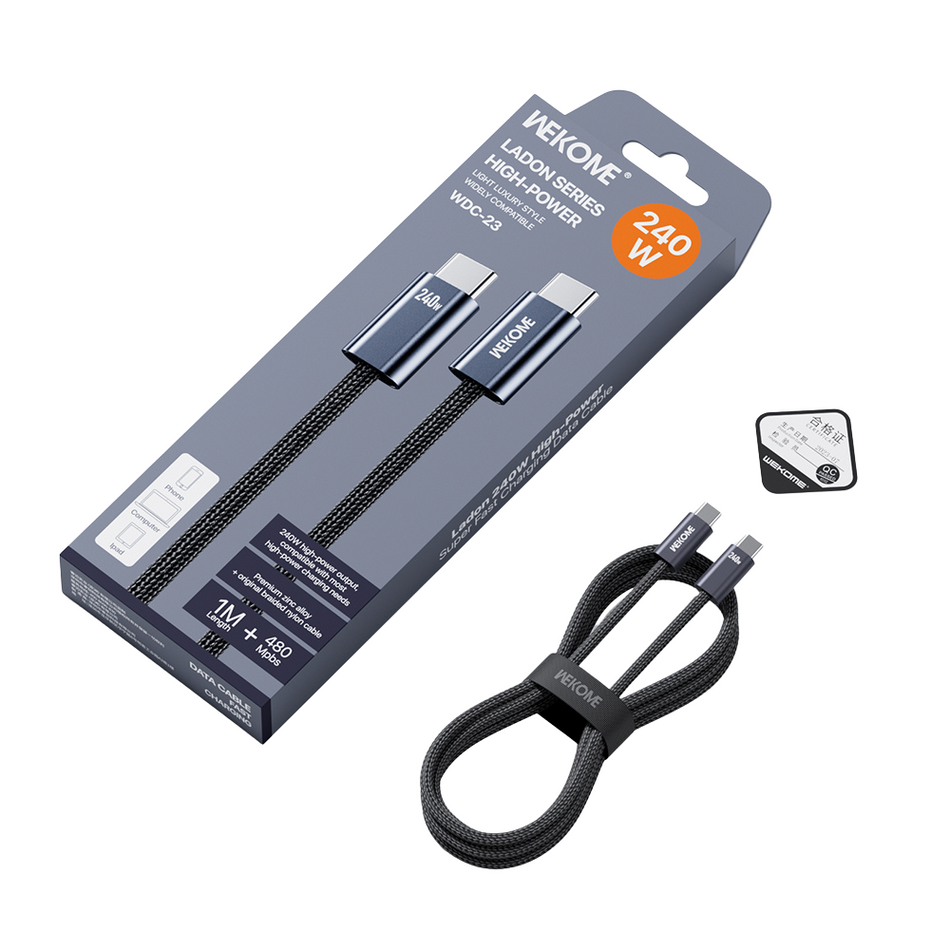 Ladekabel WK WDC-23 USB-C auf USB-C PD 240W 1m Schwarz