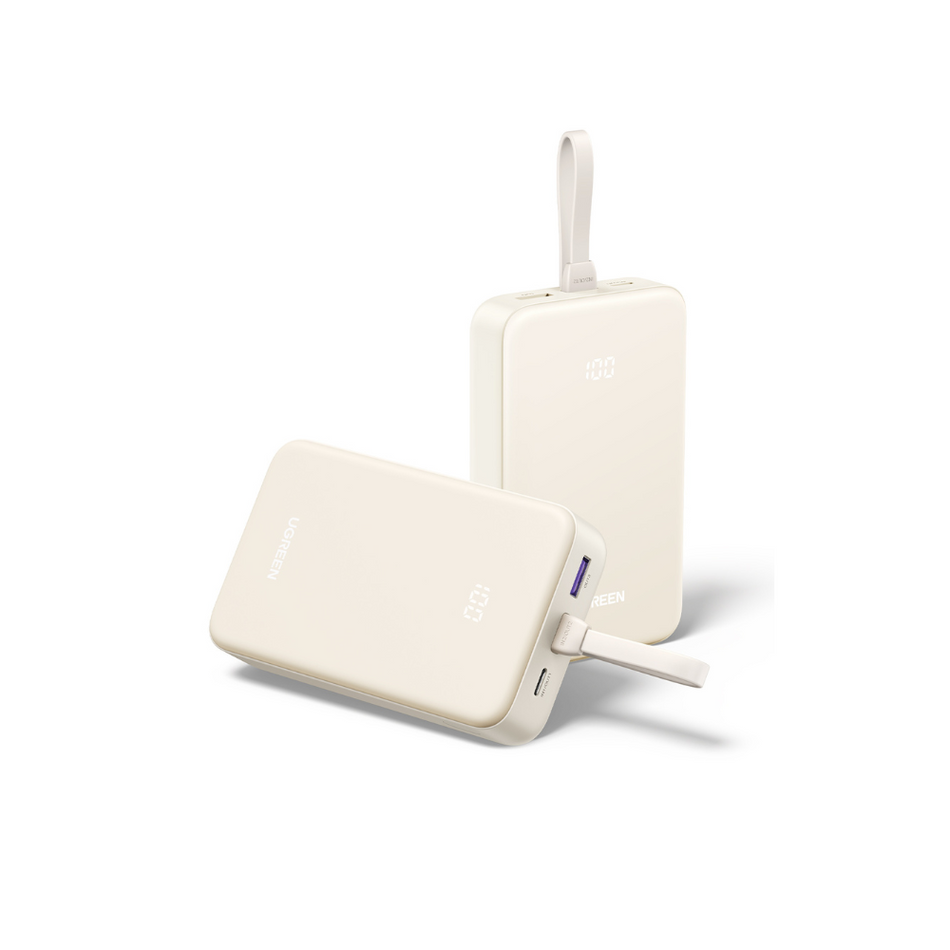 Power Bank 20000mAh PD 20W UGREEN PB505 35340 2 Θέσεων, με καλώδιο USB-C 60W Γκρι Λευκό