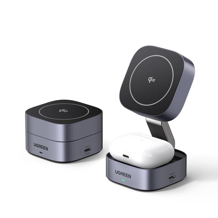 15W Qi2 UGREEN W702 35316 Heimladegerät mit kabelloser magnetischer Ladefunktion Grau