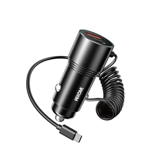 Kfz-Ladegerät 66W WK WP-C51, 2 Anschlüsse, mit USB-C-Kabel 30W Schwarz